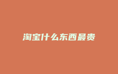 淘宝什么东西最贵