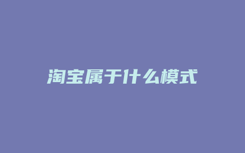 淘宝属于什么模式