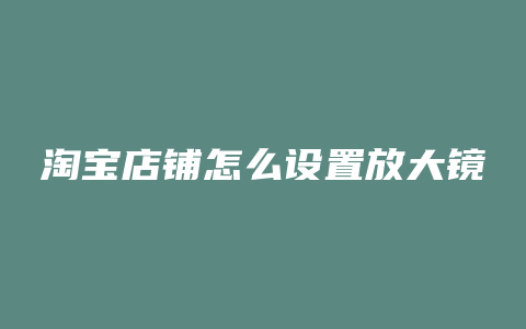 淘宝店铺怎么设置放大镜