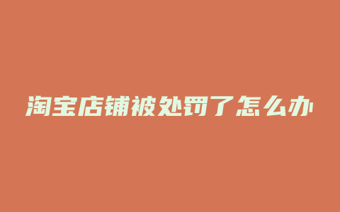 淘宝店铺被处罚了怎么办