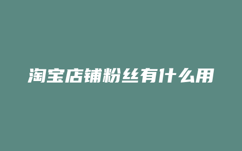 淘宝店铺粉丝有什么用