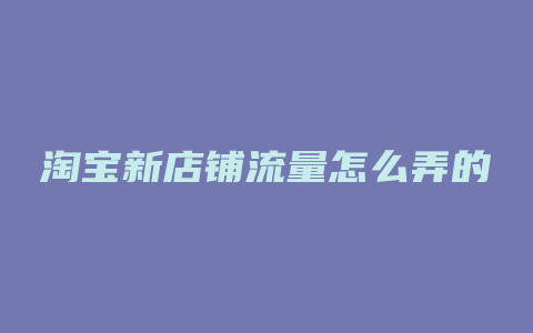 淘宝新店铺流量怎么弄的