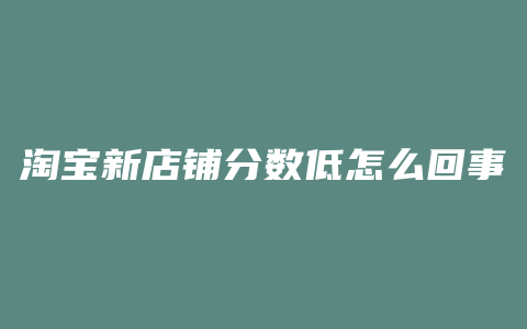 淘宝新店铺分数低怎么回事