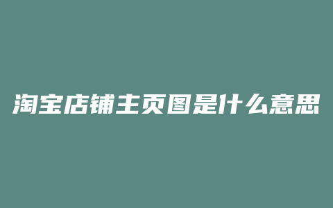 淘宝店铺主页图是什么意思