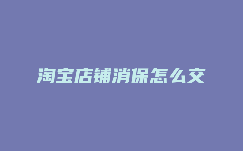 淘宝店铺消保怎么交