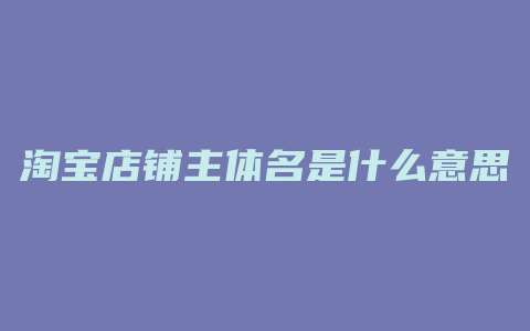 淘宝店铺主体名是什么意思