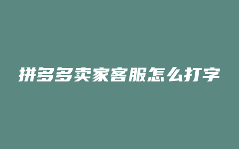 拼多多卖家客服怎么打字