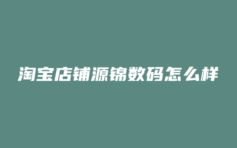 淘宝店铺源锦数码怎么样