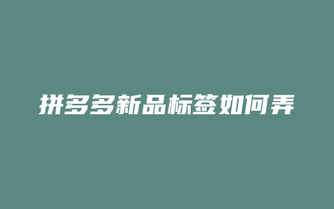 拼多多新品标签如何弄