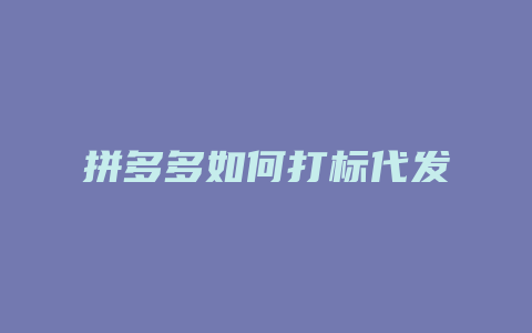 拼多多如何打标代发