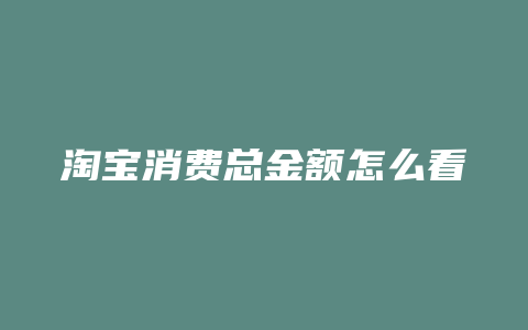 淘宝消费总金额怎么看