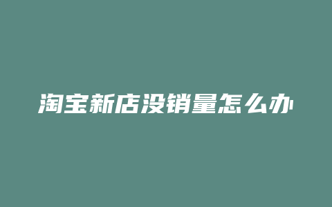 淘宝新店没销量怎么办