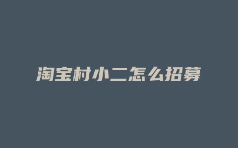 淘宝村小二怎么招募