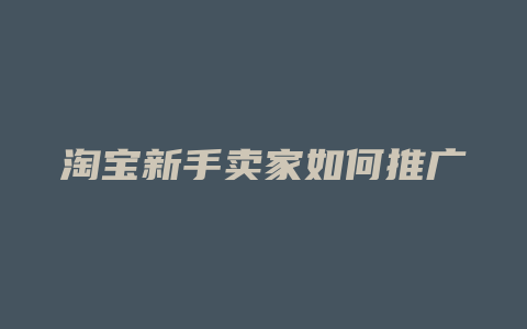 淘宝新手卖家如何推广