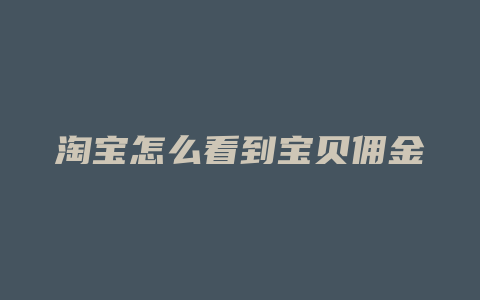 淘宝怎么看到宝贝佣金