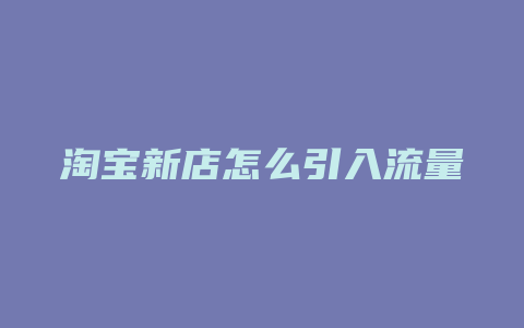 淘宝新店怎么引入流量