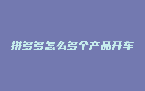 拼多多怎么多个产品开车